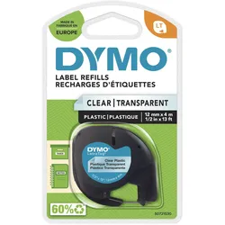 DYMO® Original Schriftband für LetraTag, Plastik - schwarz auf transparent