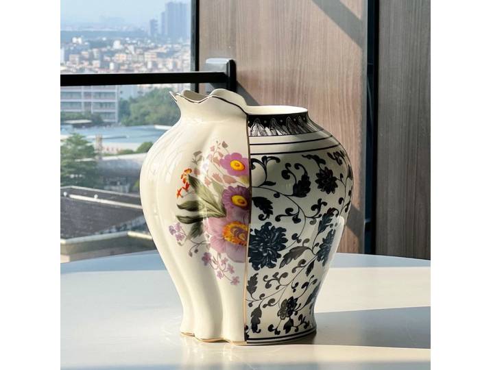 Vase en céramique blond chinois Brindisi, décoration de salon, haut de gamme, à la mode et polyvalent, dernier cri