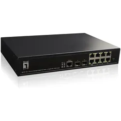 LevelOne Switch 10x GE GEP-1061 2xGSFP 8xPoE (10 Ports), Netzwerk Switch, Schwarz
