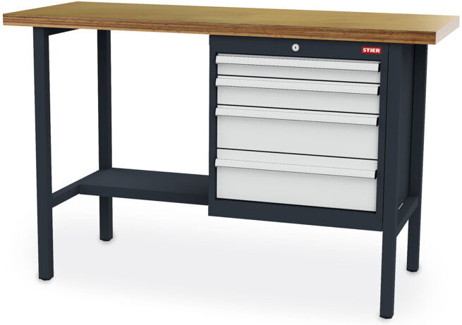 Etabli bureau STIER avec 4 tiroirs lxPxH 1500x600x960 mm (903961)