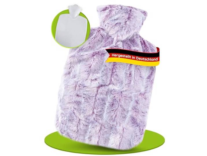 Hugo Frosch Wärmflasche Klassik 1,8 l mit Flauschbezug in Felloptik Lila