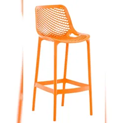 DELUKE® Barhocker modern Orange LORL - Kunststoff, 105x45x53cm | Barhocker mit Lehne Tresenhocker Barstuhl Küchenhocker Thekenhocker hoher Stuhl