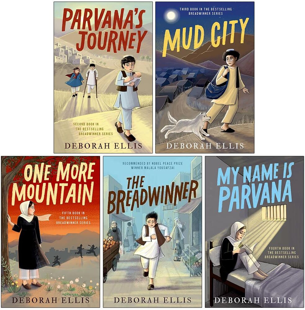 Oxford University Press Breadwinner Series 5 Books Collection Set by Deborah Ellis - The Breadwinner, Parvana's Journey, Mud City, My Name is Parvana, One More Mountain - YA