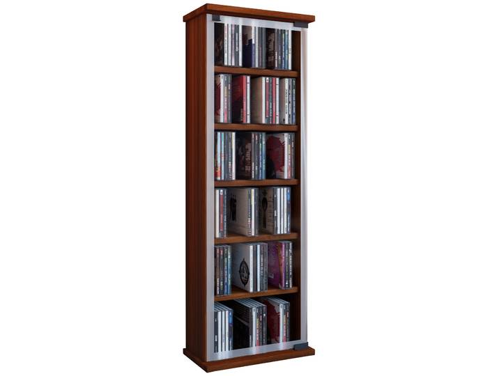 Media-Regal VCM Holz CD DVD Stand Regal Schrank Classic Glastür , braun (kern, nussbaum), B:31cm T:18cm, Regale, Media-Regal