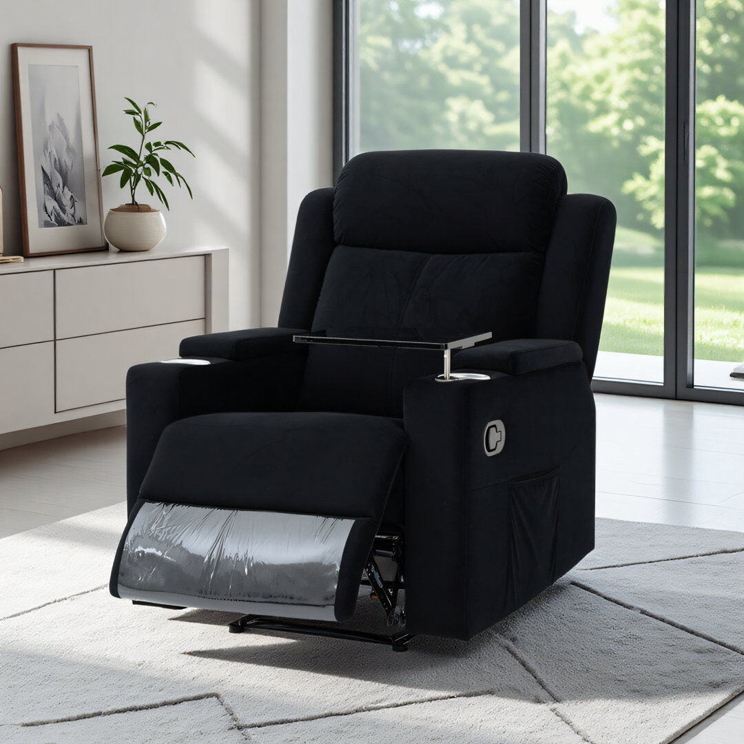 Louis Donne Upholstered Home Theater Recliner Sofa Seat Black 104cm H X 83cm W X 92cm D