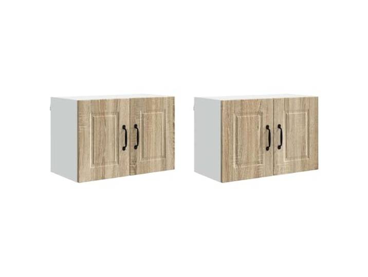 fsahslih 2er Set Küchen Wandschrank Sonoma Eiche 60x31x40 cm Holzwerkstoff Platzsparende Hängeschränke für Küche und Speisekammer mit 4 Türen und 4 Regalböden für geordnete Vorratshaltung.