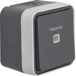 Hager WNC016 Kontroll-Wechselschalter AP mit Aufdruck Heizung, W.1 IP55, grau