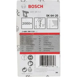 Bosch Senkkopf-Stift SK64 20NR, 38 mm Edelstahl - 2608200534