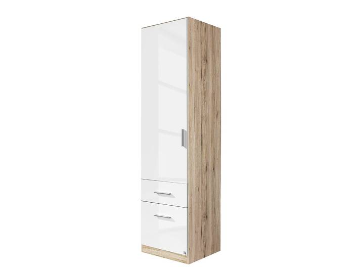 Drehtürenschrank I 47cm Weiß/Beige/Hochglanz Weiß/Eiche Sonoma Dekor