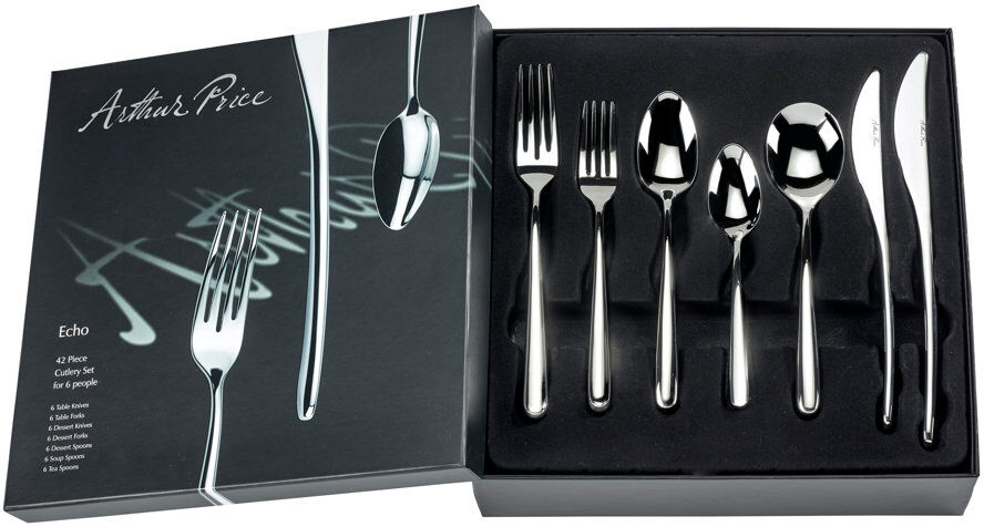 Arthur Price Echo - 42 Piece Cutlery Set, Service for 6 Silver 42