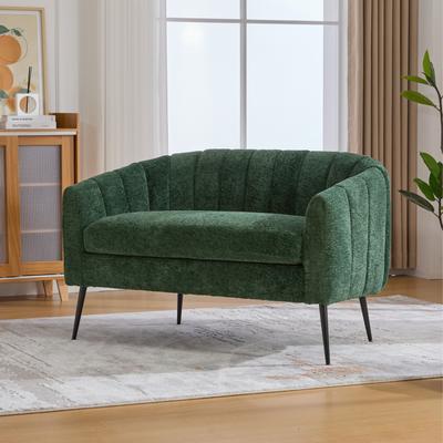 unbranded "50.1"" W Loveseat Sofa,Mid-Century Modern Chenille Sofa with Metal Legs"