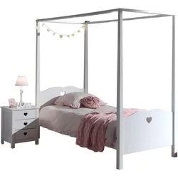 HIMMELBETT mit Nachtkommode Kamila 211x187x96 aus MDF in Weiß