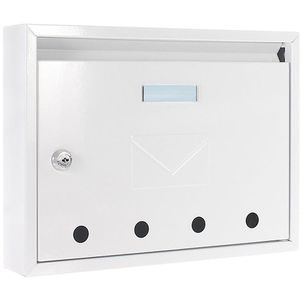 Rottner Briefkasten T04748, Imola, weiß, aus Stahl, 32x 24x 6cm, mit Sichtfenster