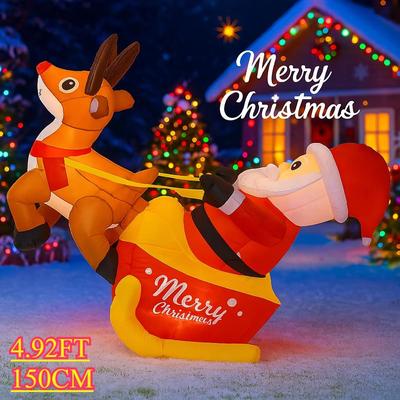 Inspired Finds 82.68in Christmas Inflatable Santa In Chimney With Penguin LED Outdoor Holiday Decoration 82.68in Christmas Inflatable Santa In Chimney With Penguin LED Outdoor Holiday Decoration