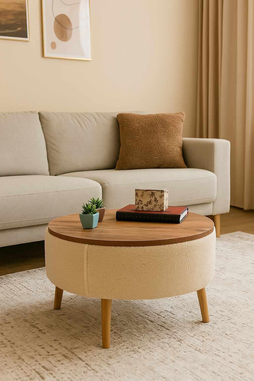 Skye Decor Nesttafel 3-delig - Saffier eikenhout en beige - Melamine