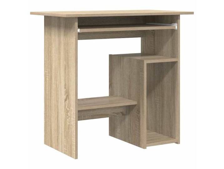 Bureau en bois d'ingénierie - CLARENCE - 80x45x74 cm - Chêne sonoma - Étagère ouverte - Plateau de clavier