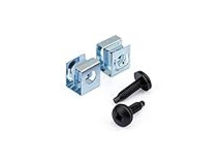 StarTech Lot 50 Vis 10-32 19mm et Écrous à Clip Trou Carré, Noir/Argent