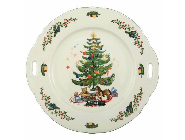 KUCHENPLATTE Marieluise Weihnachten weiß-grün 27,1 x 25,8 cm