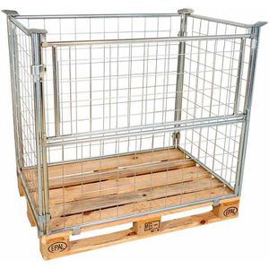 HMH Palettenaufsatz 1200CS1, verzinkter Stahl, Gitterbox, 120 x 80cm, Höhe 120cm
