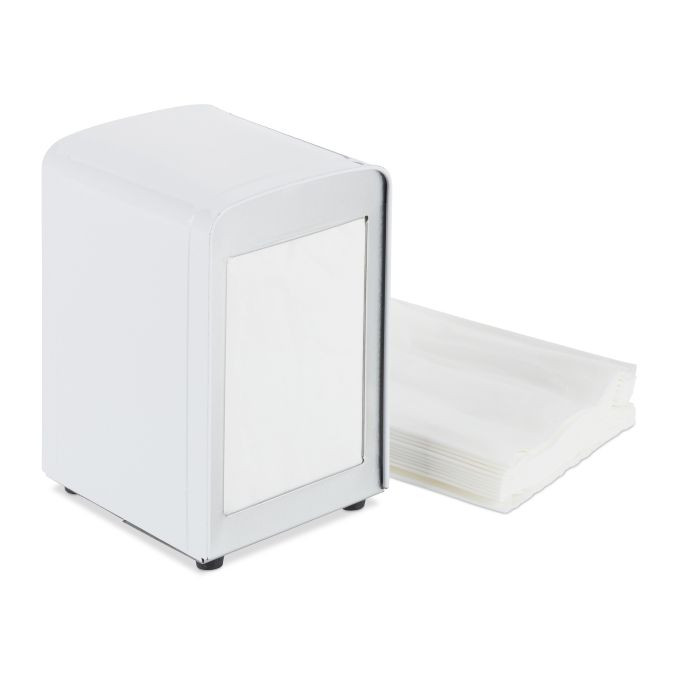 Relaxdays 2x Servettenhouder retro wit, H x B x D: 15 x 9,5 x 11 cm