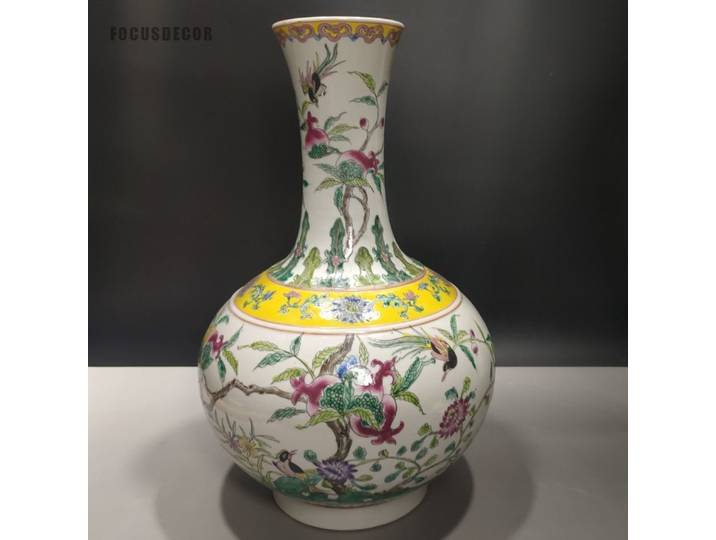Vase blanc pièce maîtresse fleur arbre oiseaux grand étage Vase maison Style chinois ornements porcelaine ancienne Collection orientale