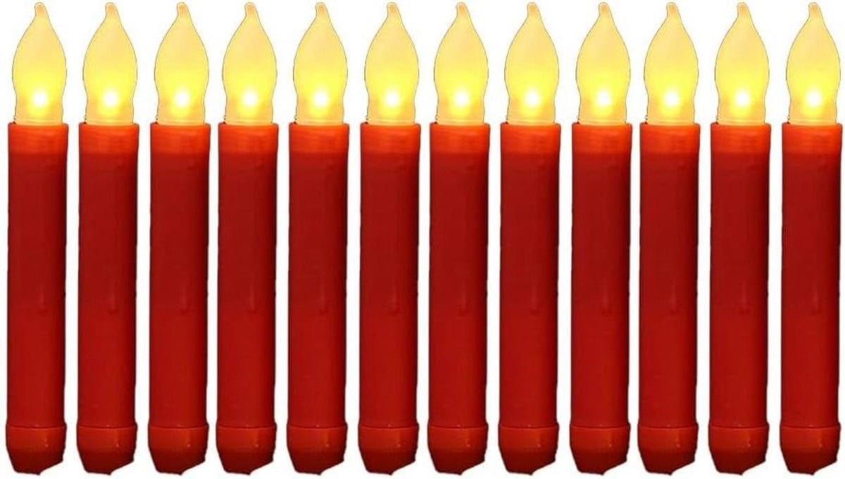Rood LED Kaarslicht - Vlamloze Decoratie - Hoogte: 16,5 cm