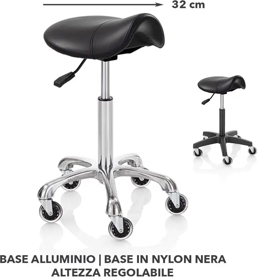 Xanitalia Sgabello per parrucchiere Roller Pro Ideal – A sella sagomato Alluminio M