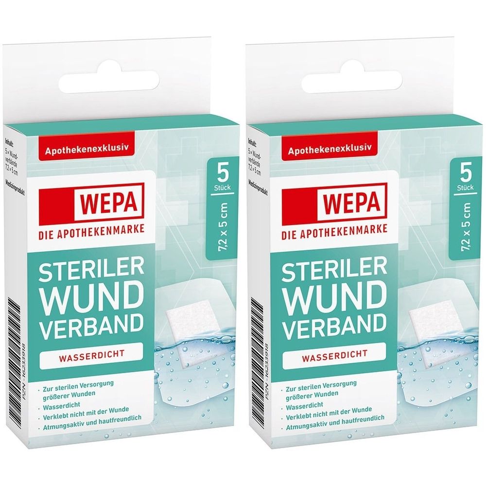 Wepa Wundverband wasserdicht 7,2x5 cm steril 2x 2x5 St Pflaster