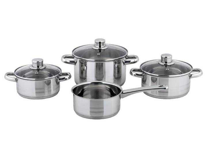 Topf-Set CS KOCH-SYSTEME BELM , silber (silberfarben), Töpfe, Topf-Set, mit Glasdeckel, Induktion
