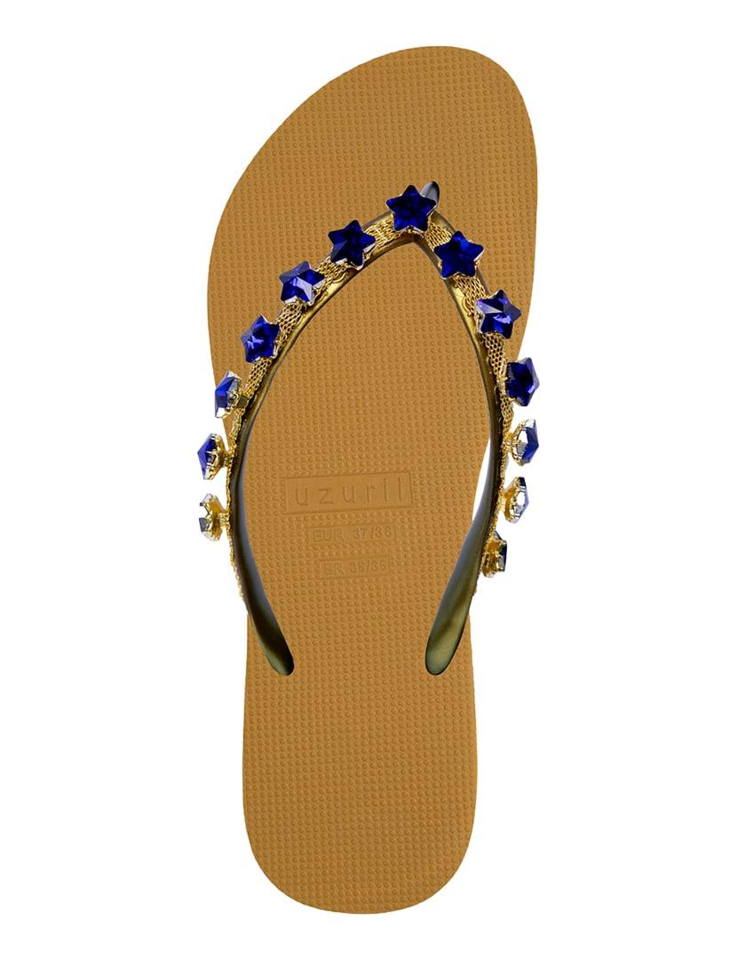 Kleine blaue Stern-Flip-Flops Ocker