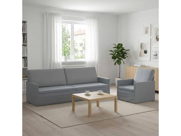 Sofa-Set 2 pcs Hellgrau Stoff Metallrahmen,100 % Polyesterstoff,Kissen-Rücken-Design,Schaumstofffüllung,Montage durch 2 Personen