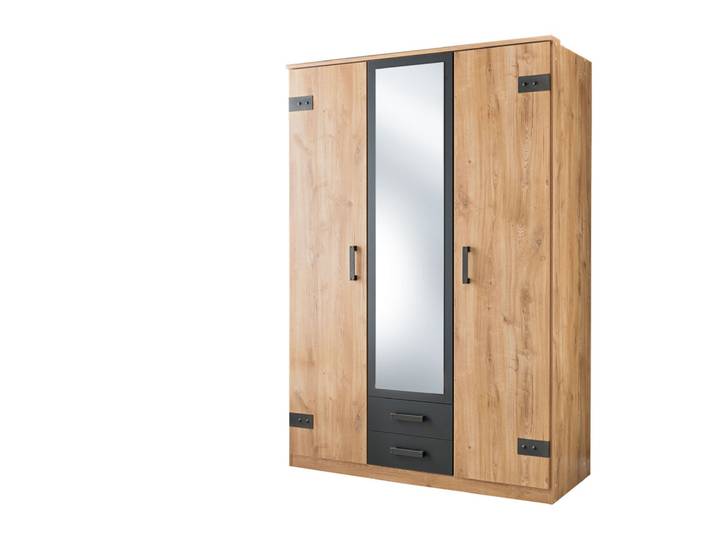 Drehtürenschrank Cork Plankeneiche Nachbildung/Absetzung Graphit Nachbildung