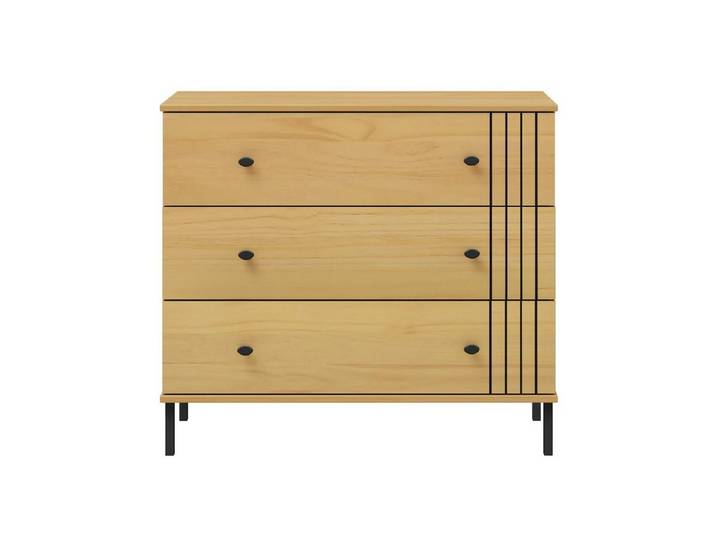 Woodroom Kommode Sevilla, Kiefer massiv eichefarbig lackiert, BxHxT 90x80x40 cm