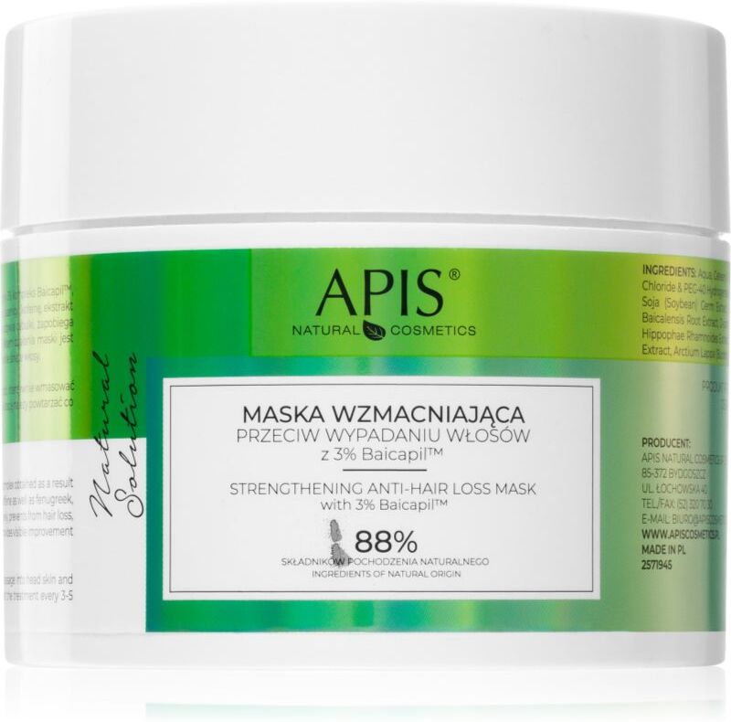 Apis Natural Cosmetics Natural Solution 3% Baicapil masque fortifiant pour cheveux affaiblis ayant tendance à tomber 200 ml