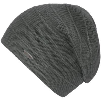 Beanie CHILLOUTS "Artemis Hat", Damen, grau, Materialmix, Strukturmuster, unifarben, Mützen Beanie, mit doppellagiger Verarbeitung, raffinierter Strickstruktur
