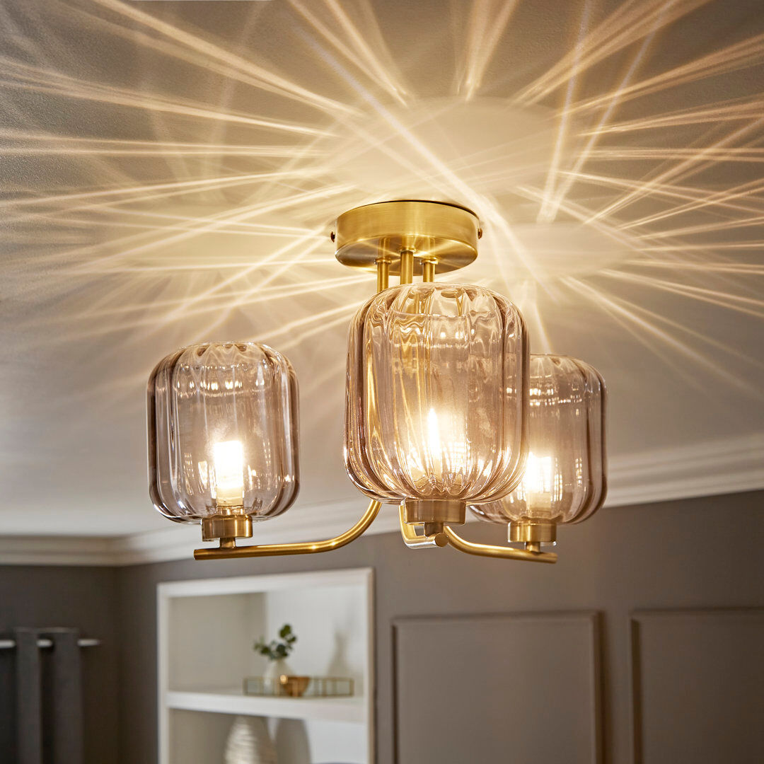 Heritage Hues Amelie Glass Semi Flush Mount 25cm H X 38cm W X 36cm D