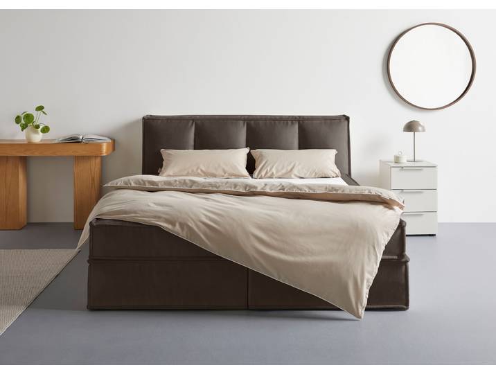 Boxspringbett, 100% Polyester, Braun, 170×230 cm, Inkl. Topper & 2 Matratzen, Klassisch Modern, LeGer