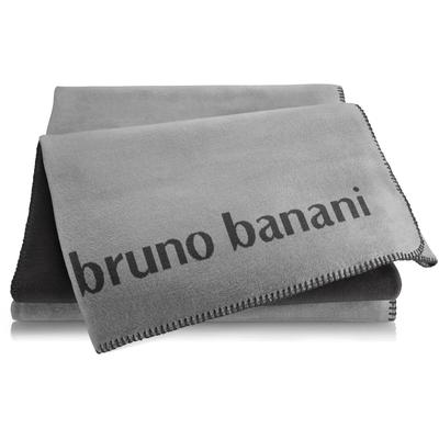 Wohndecke BRUNO BANANI "Bruno Banani", grau, B:150cm L:200cm, Baumwolle, Polyacryl, Polyester, Wohndecken, Wohndecke, mit modernem Zierstich