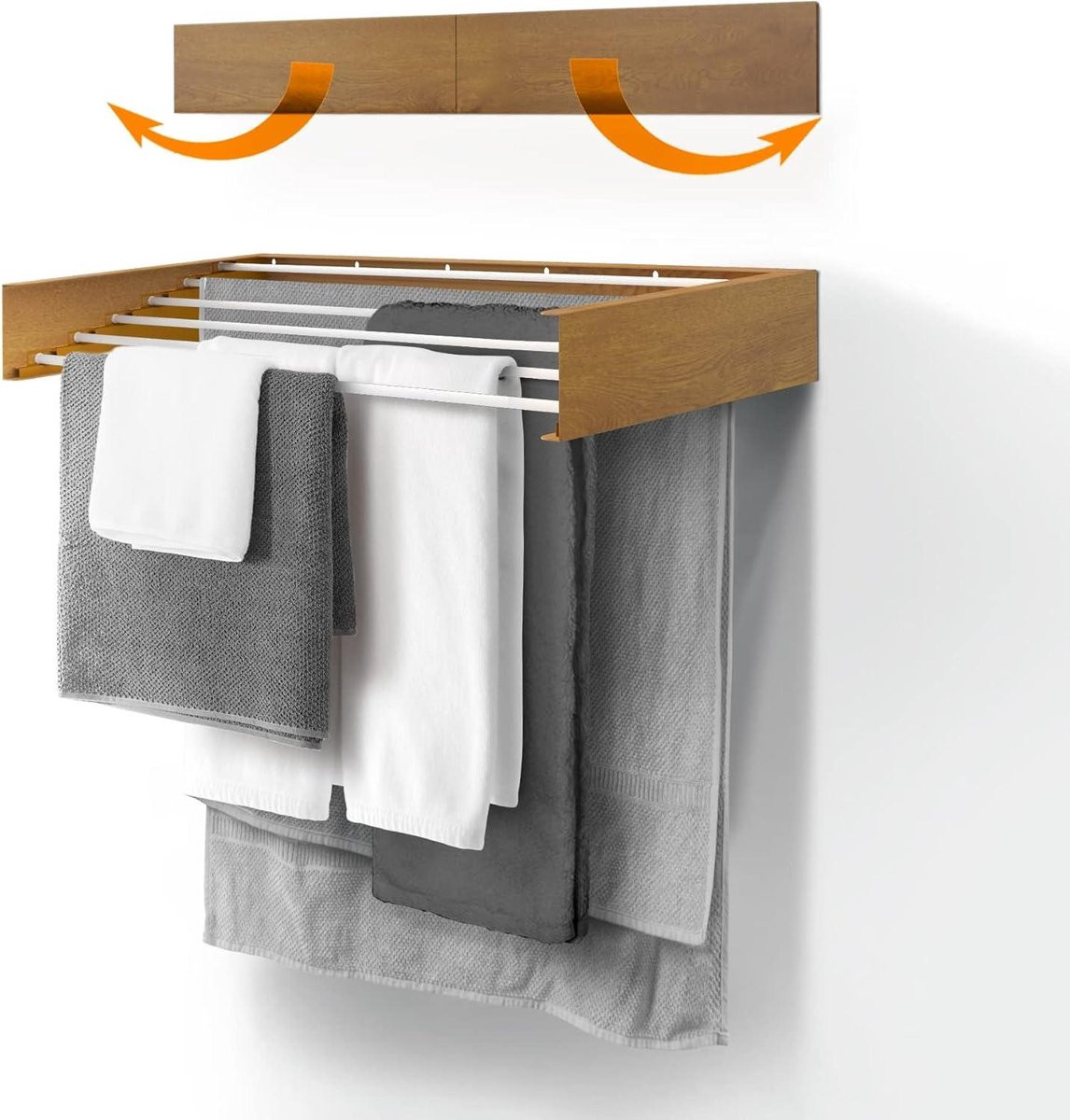 Uittrekbaar wasrek met ophangsysteem in houtlook, 100 cm breed