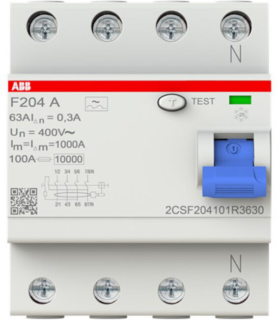 ABB Stotz S&J; Disjoncteur différentiel pro M Compact F204A-63/0,3 (2CSF204101R3630)