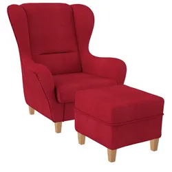 Supellex Sofia Ohrensessel mit Hocker   Design  Vienna Rot