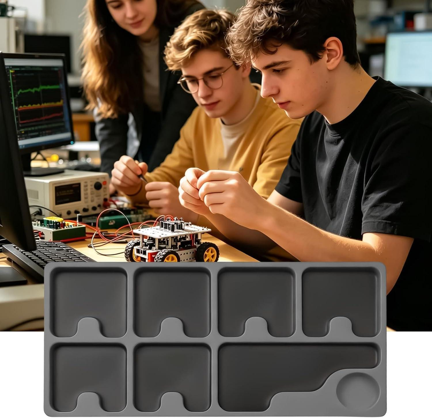 Magnetische Draagbare Onderdelen Tray voor Ruimtebesparende Opslag van Compartimenten