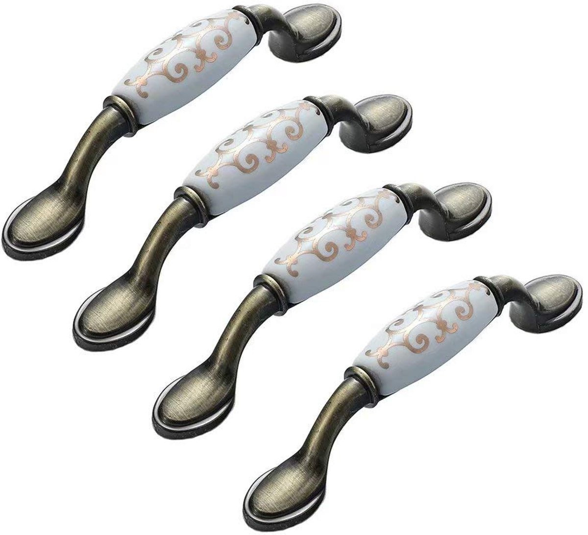 Dailygoods Keramiek Gebogen Kastgrepen - 4 stuks - 96 mm
