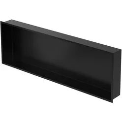 LuxeBath Wandnische Edelstahl 90 × 30 × 10 cm Schwarz – Duschnische mit Rahmen, befliesbares Einbauregal, große Duschablage für Badutensilien