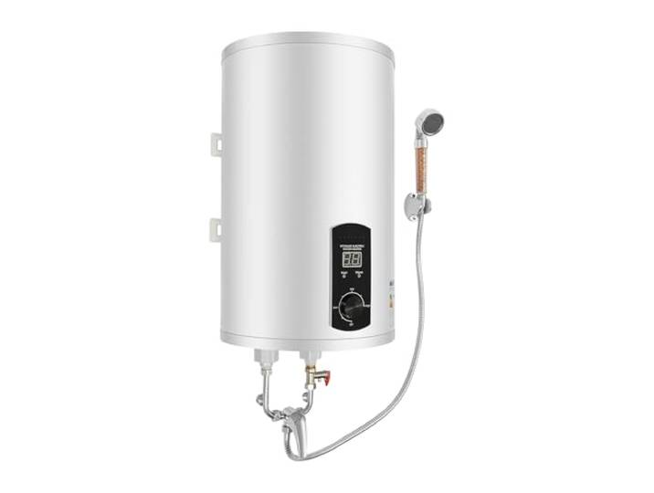 Elektro Warmwasserspeicher 30 Liter, Boiler 2000W, Duschboiler mit Armatur Kompakter Elektro-Boiler mit 30 Litern Warmwasser, 25-75 °C einstellbar, Stecker, inkl. Handbrause und Armatur