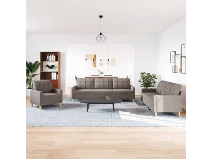 KTHLBRH Sofa-Set, 3-teilig, Taupe aus Stoff Gestell aus Metall, Füllung aus Schaumstoff, 1 Sofa, 1 2-Sitzer-Sofa, 1 3-Sitzer-Sofa