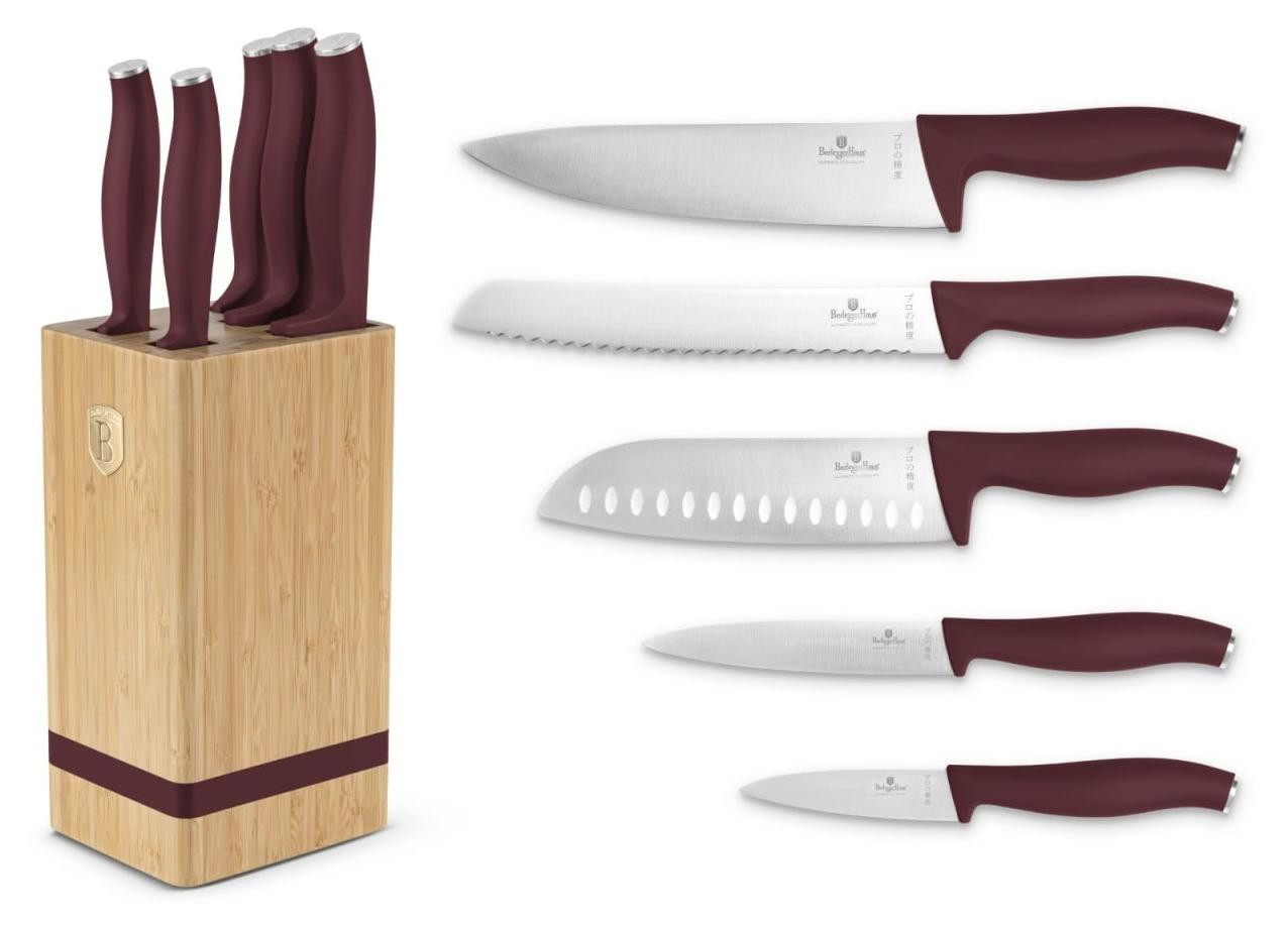 BerlingerHaus Leonardo Collection messen set met bamboe standaard, 6 stuks
