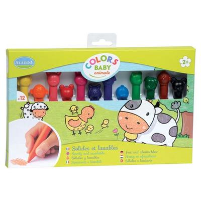 12 Wachsmalstifte Tiere