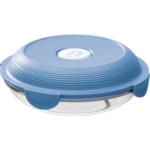 Maped Mikrowellengeschirr Concept transparent / blau, aus Glas, Teller, mit Dampfventil, auslaufsicher, 20,5 x 7,3 cm, 0,7 L