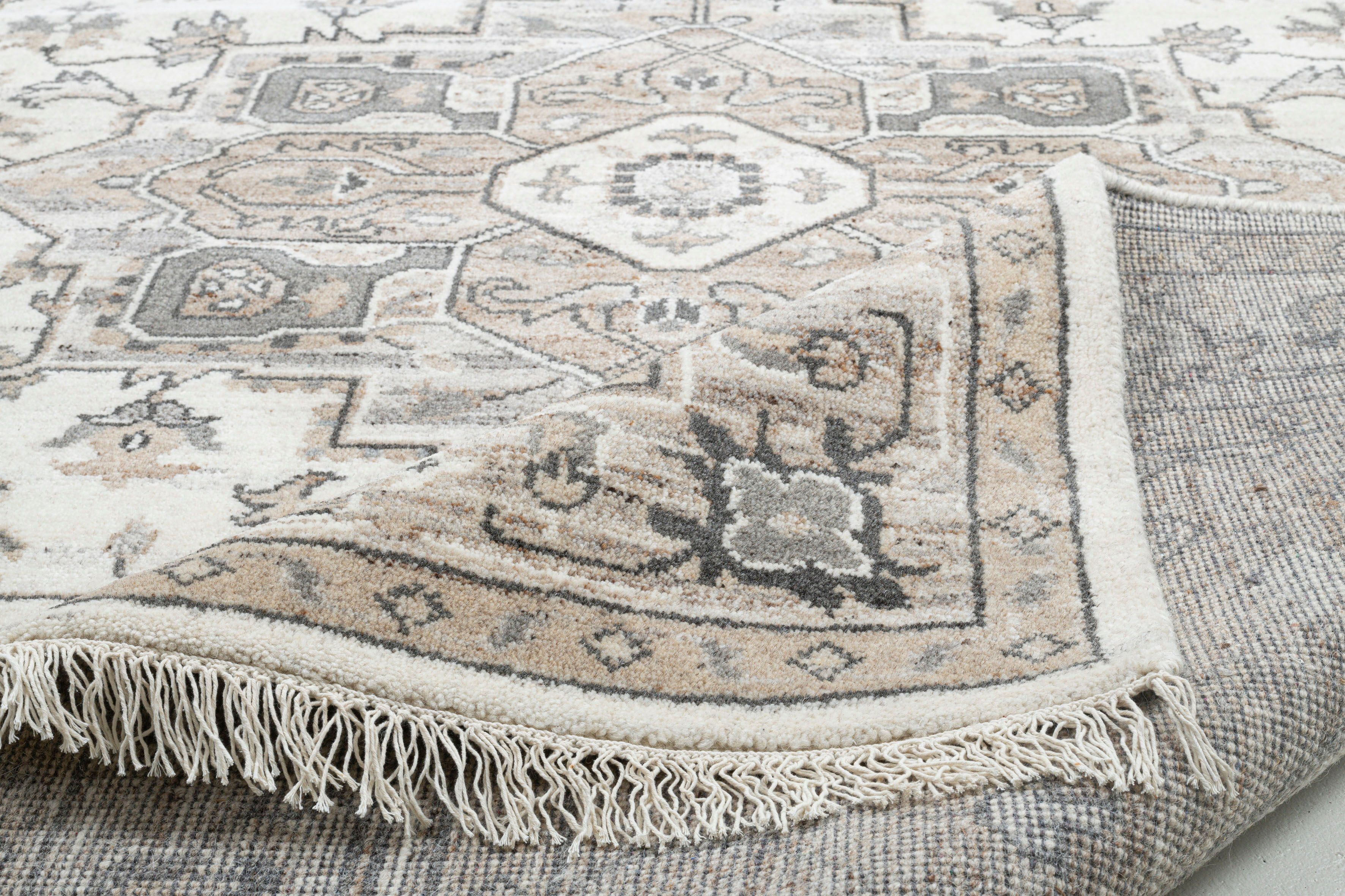 Wollteppich THEKO "Versian 877, handgeknüpft", beige (natur), B:170cm H:10mm L:240cm, Schurwolle, Teppiche, reine Wolle, orientalisches Design, Wohnzimmer